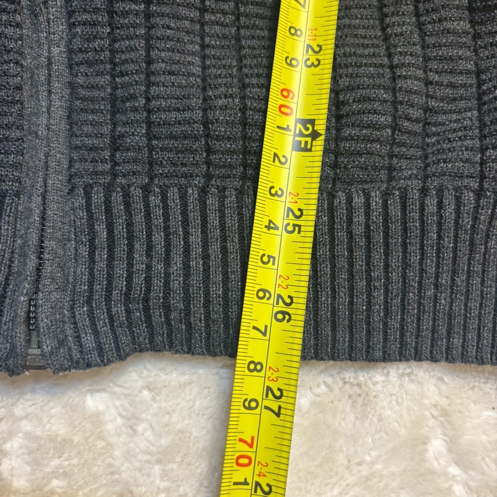 Tasso Elba Zip-Up Sweater XL Charcoal Grey Ribbed Full Zip Knit Cardigan Cotton - Picture 15 of 16